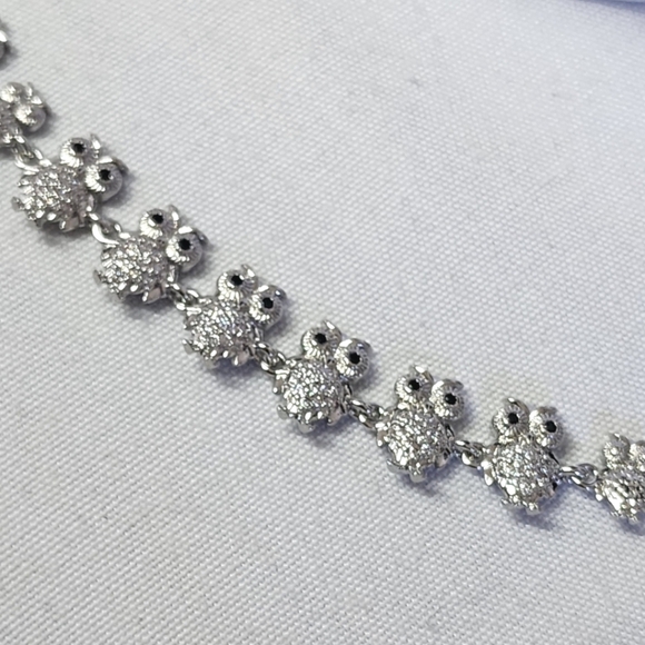 Silver Owl Bracelet White Gold Filled New - Picture 6 of 8